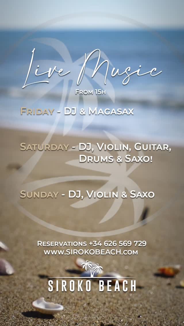 May Bank Holiday Weekend Friday - Magasax Saturday - Violin, Drums and Sax Sunday - Violin and Sax #sirokobeach #marbella #livemusic #beachparty