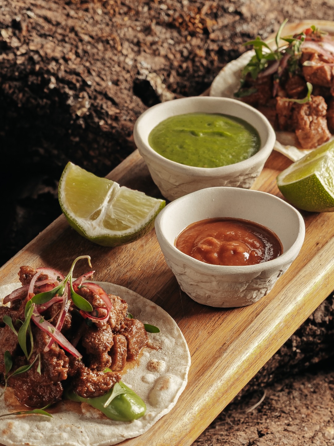 Chipotle-marinated beef tacos with avocado cream and all the attitude of Playa Padre. Book your table: +34 650 82 22 26 #PlayaPadre #Marbella